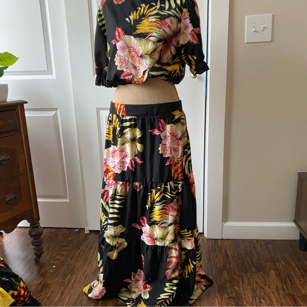 floral two piece skirt set